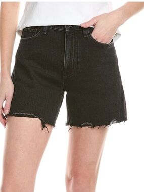 Hudson Jeans Black Frayed Hem High-Rise Denim Shorts